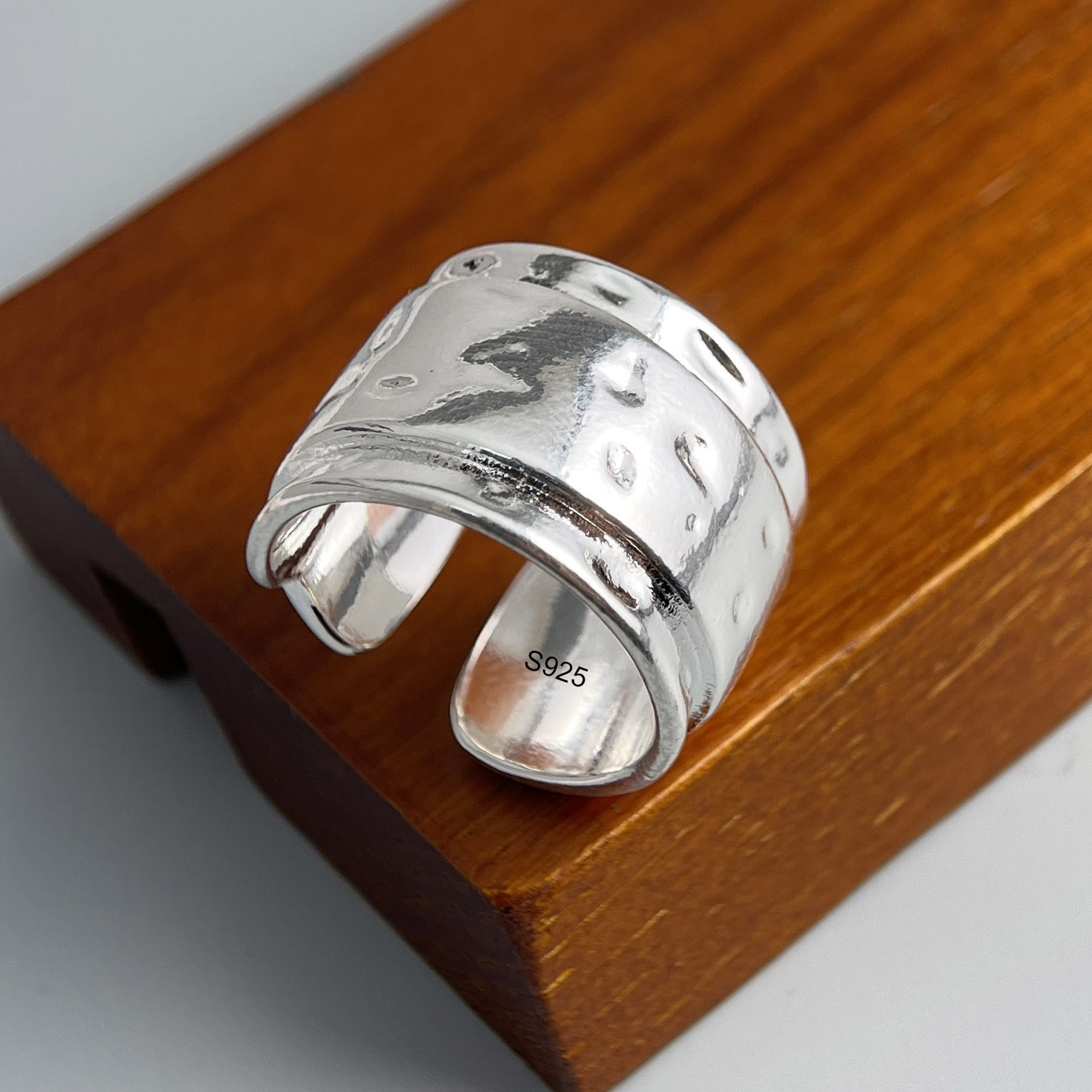 Statement Cocktail Ring - 925 スターリングシルバーリング女性用カップルミニマリスト手作りシンプルなヘビーワイドリングファインジュエリーギフトアレルギー防止