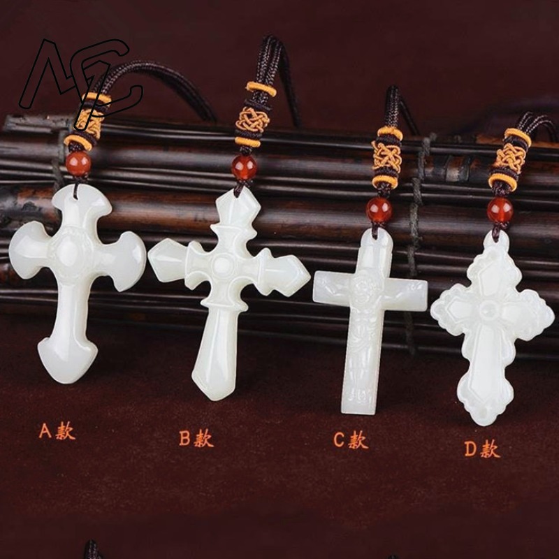 Luxury Gifts Jewelry & Watches Namfleg Mostar - 女性のための白い翡翠の十字架のペンダント,手作りの花のネックレス,高級ジュエリー,ガールフレンドとお母さんへの贈り物