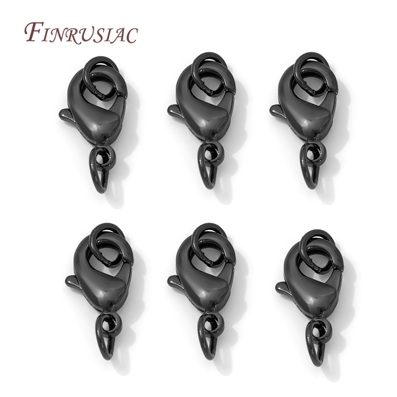 Gold Plated Ring - 9.5mm 12mm 15mm ブラックカラー真鍮ロブスタークラスプ（クローズドリング付き）、ジュエリー製作、DIYブレスレットアクセサリー用コネクタークラスプ