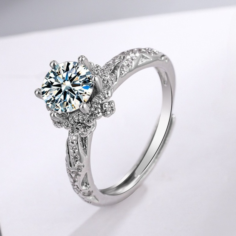 Statement Cocktail Ring - 新しい925スターリングシルバーリング モアサナイト シンプル レディース ウェディング 高級ジュエリー