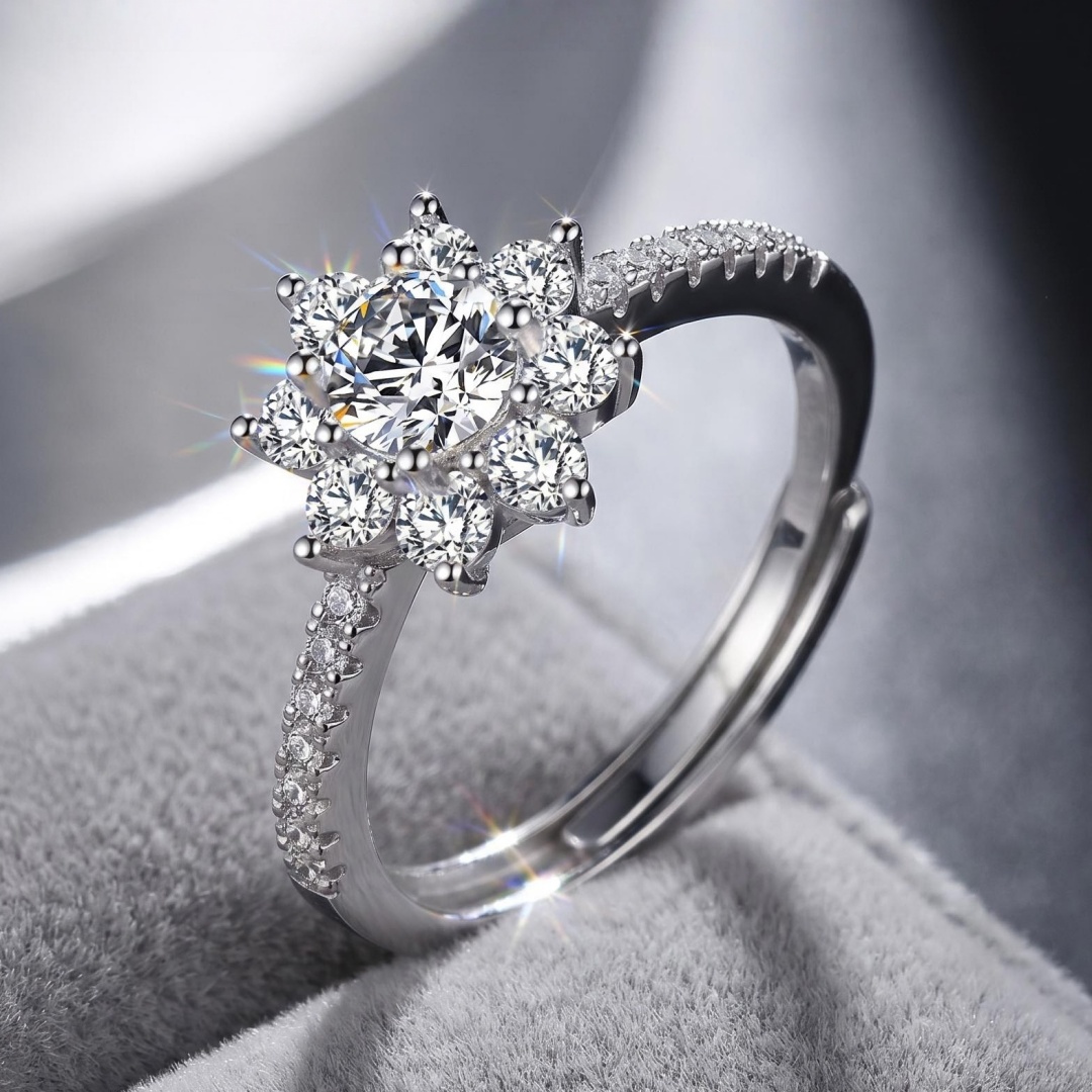 Statement Cocktail Ring - 高級 925 スターリングシルバーリングシンプルな女性のための結婚式ファインジュエリー婚約チャームパーティーファッションラボダイヤモンドリングギフト