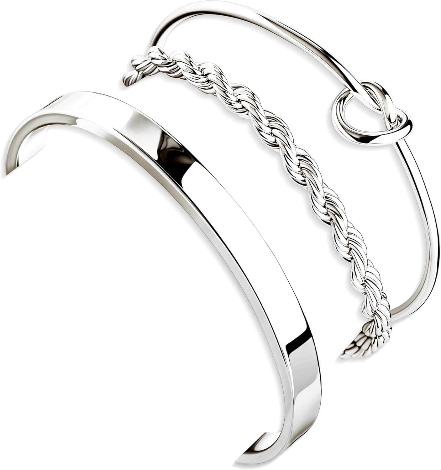 Jewelry Essentials Watches - 925 スターリングシルバーブレスレット女性用スタックノットカフバングルジュエリーブレスレットセット手首の必需品時計バンドアクセサリー