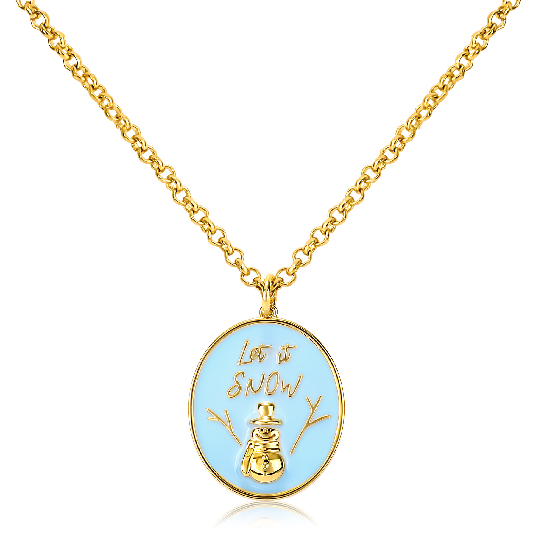 Eve Jewelry & Watches Distribuidor Oficial Rolex Buenos Aires - ゴールドカラーのサンタクロースネックレス,青いドリップグルー,クリスマスイブパーティージュエリー,ユニセックス,ヨーロッパとアメリカ