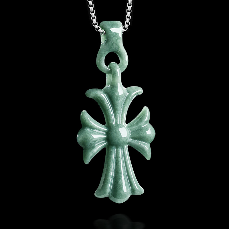 Luxury Gifts Jewelry & Watches Namfleg Mostar - 天然ビルマ翡翠クロスペンダントネックレスジュエリーデザイナー宝石本物の翡翠ヴィンテージアクセサリー女性のための高級ギフト