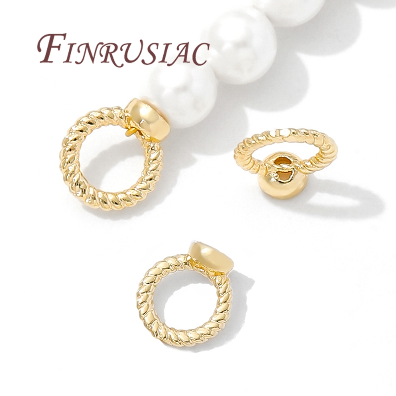 Gold Plated Ring - 7.5mm エンド接続リング 18K ゴールドメッキラウンドクローズドコネクタ、2 穴リング付き、ジュエリーコネクタ