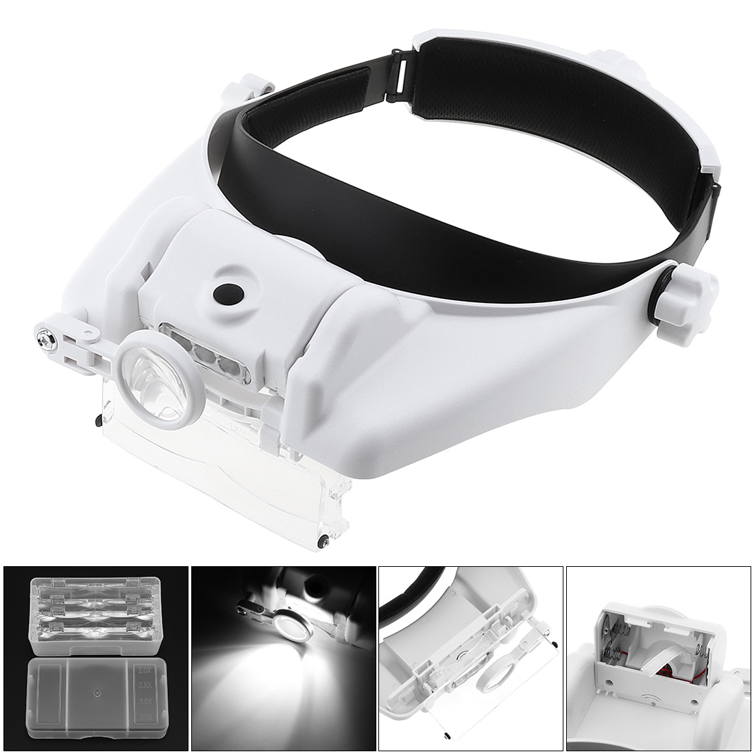 Jewelry Eyewear Watches & Accessories - 調節可能な眼鏡ヘッドバンド,拡大鏡,ledライト付き眼鏡ルーペ,時計とジュエリーの修理を読むため