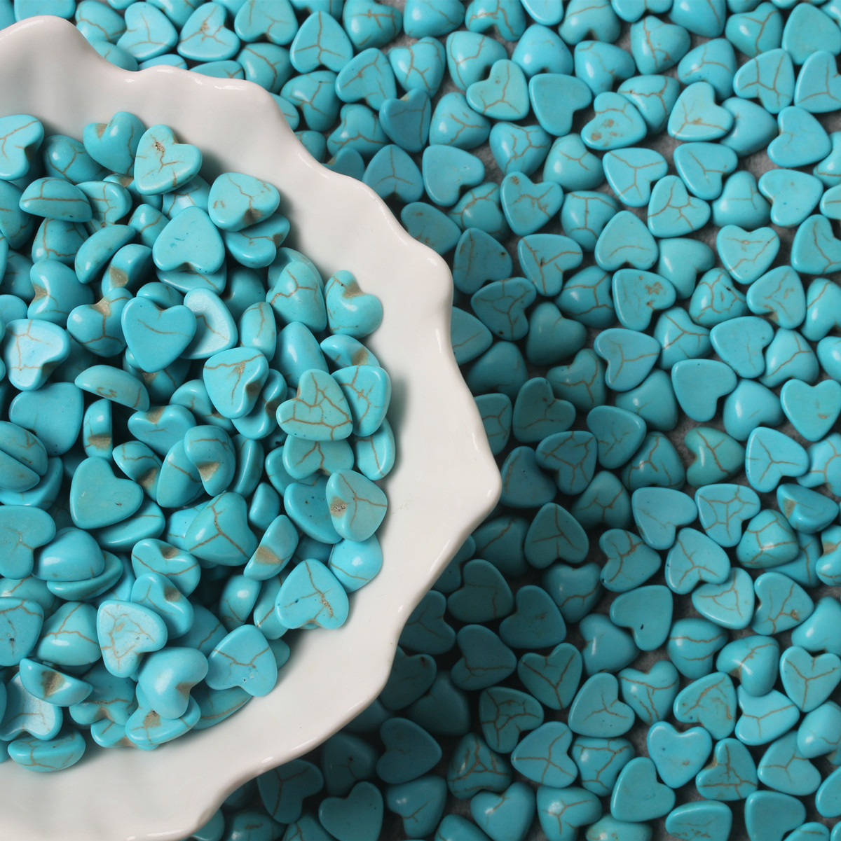 Turquoise Stone Ring - 100 個プレーンブルーターコイズ平底ハートドロップオーバルターコイズリング DIY 象嵌ペンダントリングネックレス