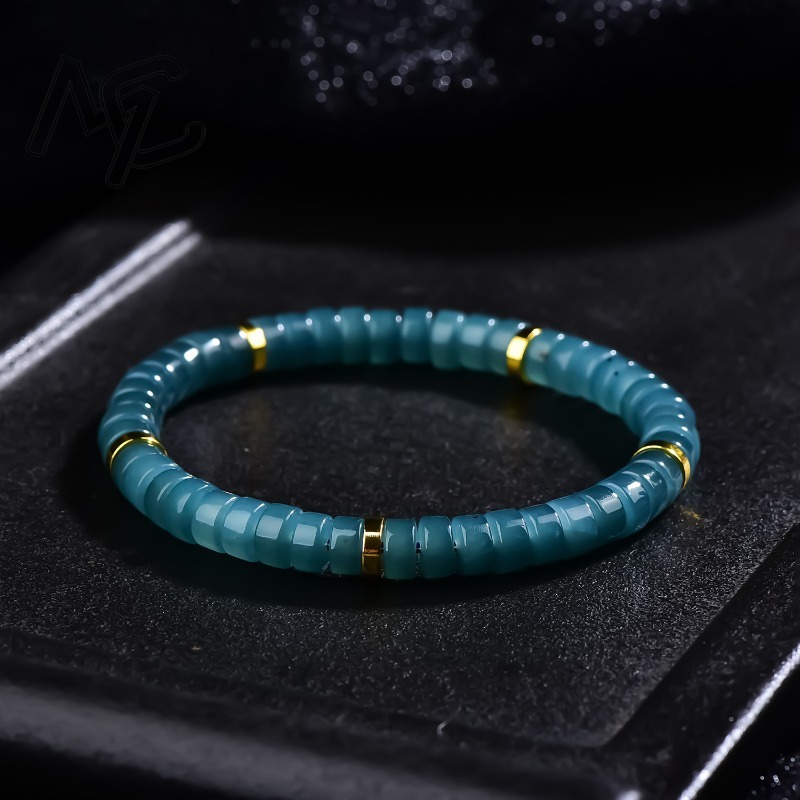 Luxury Gifts Jewelry & Watches Namfleg Mostar - 天然翡翠ブルーウォーターそろばんビーズスペーサーブレスレット高級品質ジュエリーファッションジュエリー絶妙なチャームギフト券
