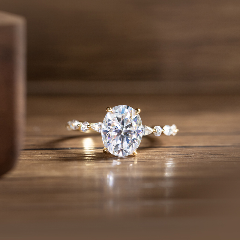 Statement Cocktail Ring - エレガントな楕円形 1ct 2ct 3ct モアッサナイト リング
