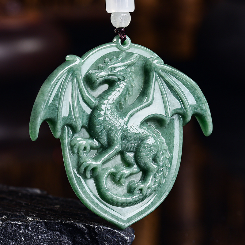 Luxury Gifts Jewelry & Watches Namfleg Mostar - 天然ビルマ翡翠ドラゴンペンダントネックレス宝石彫刻お守りヴィンテージ高級本物の翡翠ジュエリーチャームギフト女性のための