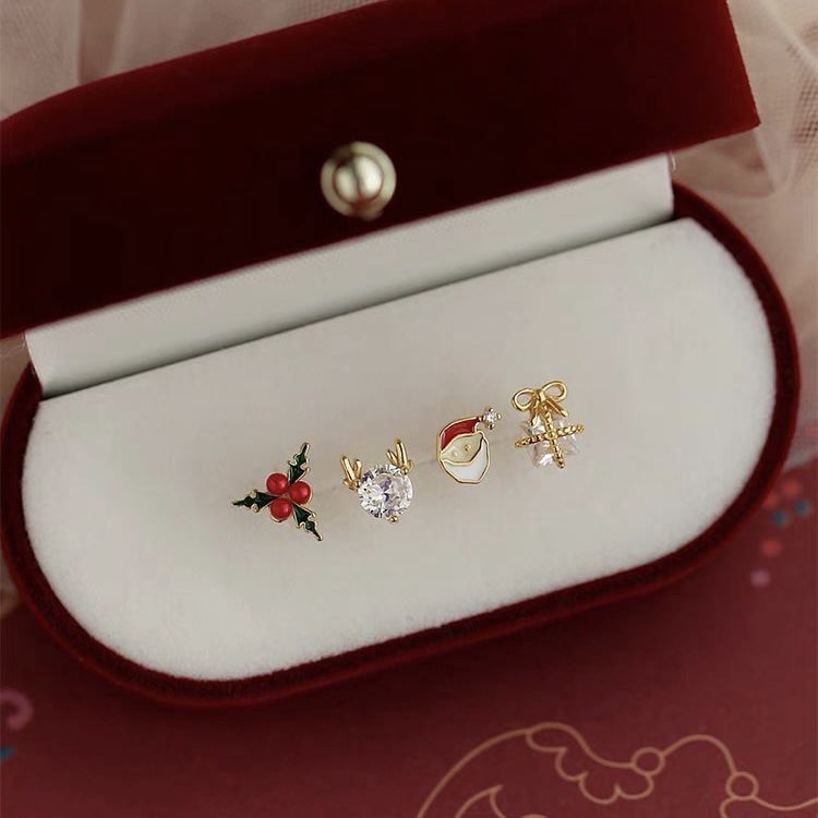 Eve Jewelry & Watches Distribuidor Oficial Rolex Buenos Aires - 女性用マルチカラージルコニアイヤリング,4ピース,ドリップグルー,クリスマスジュエリー,パーティージュエリー,ヨーロッパとアメリカ