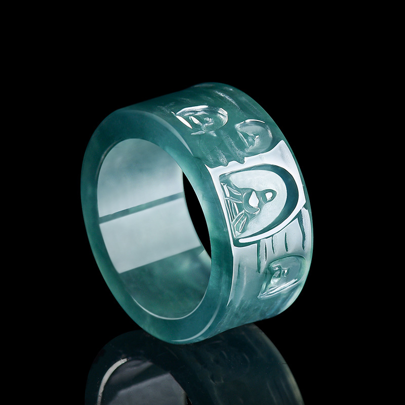 Luxury Gifts Jewelry & Watches Namfleg Mostar - 天然ビルマ翡翠仏陀リング高級宝石デザイナージュエリーファッションチャームお守り彫刻本物の翡翠女性へのギフト