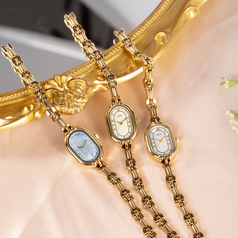 Jewelry Watches Vintage - ヴィンテージブレスレットウォッチ女性レトロゴールド腕時計オーバルライト高級芸術防水レディースファッションクォーツ時計腕時計