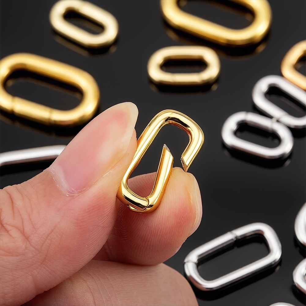 Gold Plated Ring - 2個入り 18K金メッキ オーバルカラビナネックレスクラスプ スプリングリング パールエンハンサーコネクター DIYジュエリーブレスレット製作用
