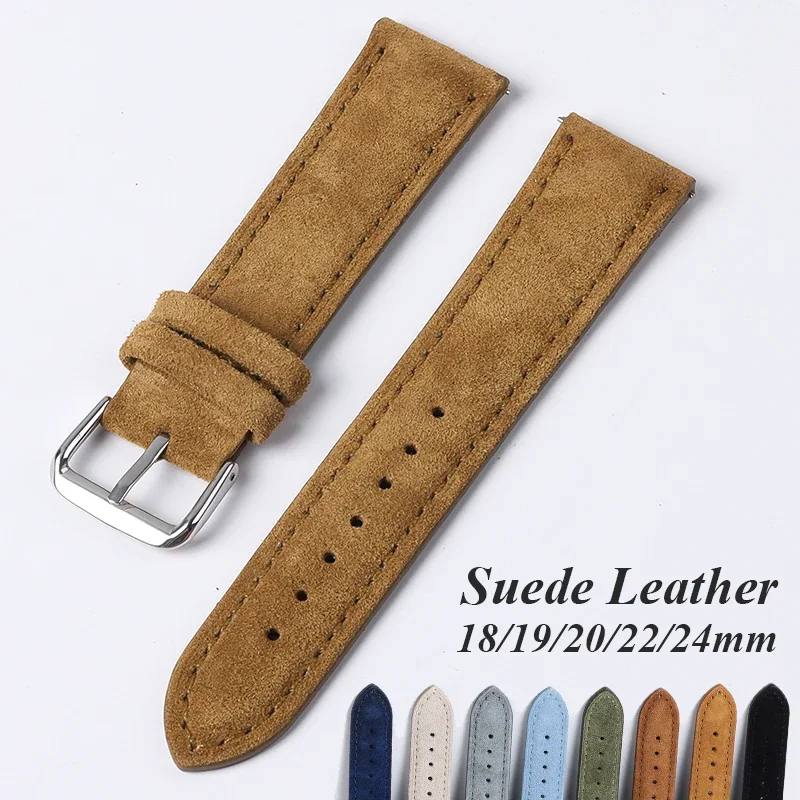 Jewelry Watches Vintage - スエード本革時計バンドセイコーヴィンテージ手作りステッチブレスレットロレックス 18 ミリメートル 19 ミリメートル 20