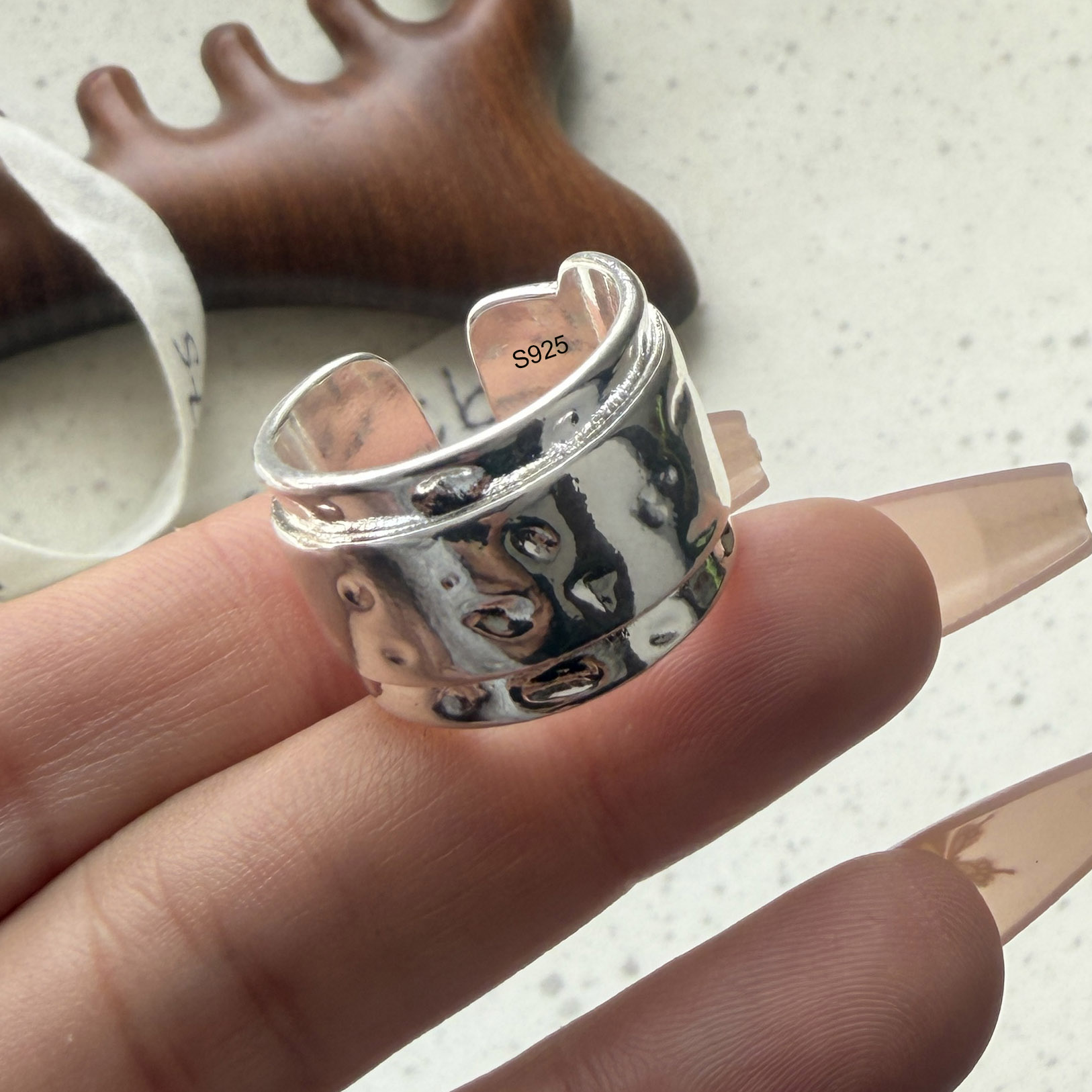 925 スターリングシルバーリング女性用カップルミニマリスト - Statement Cocktail Ring のレビューと価格