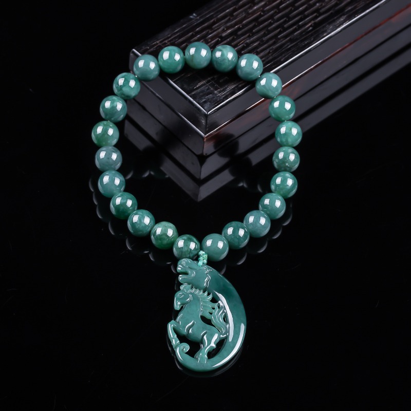天然翡翠ブルーウォーター干支馬ビーズ手編みブレスレット高級ジ - Luxury Gifts Jewelry & Watches Namfleg Mostar のレビューと価格