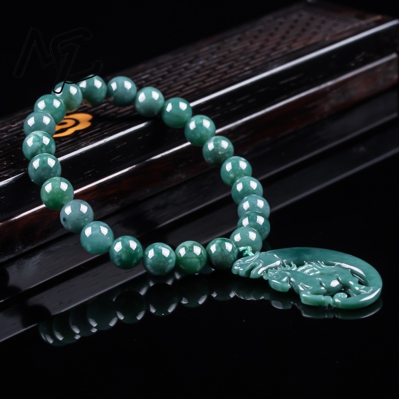 天然翡翠ブルーウォーター干支馬ビーズ手編みブレスレット高級ジ - Luxury Gifts Jewelry & Watches Namfleg Mostar のレビューと価格