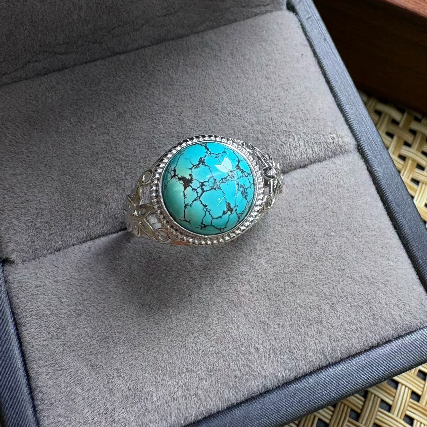 1 PC Fengbaowu 天然ターコイズリングラウンドオ - Turquoise Stone Ring のレビューと価格