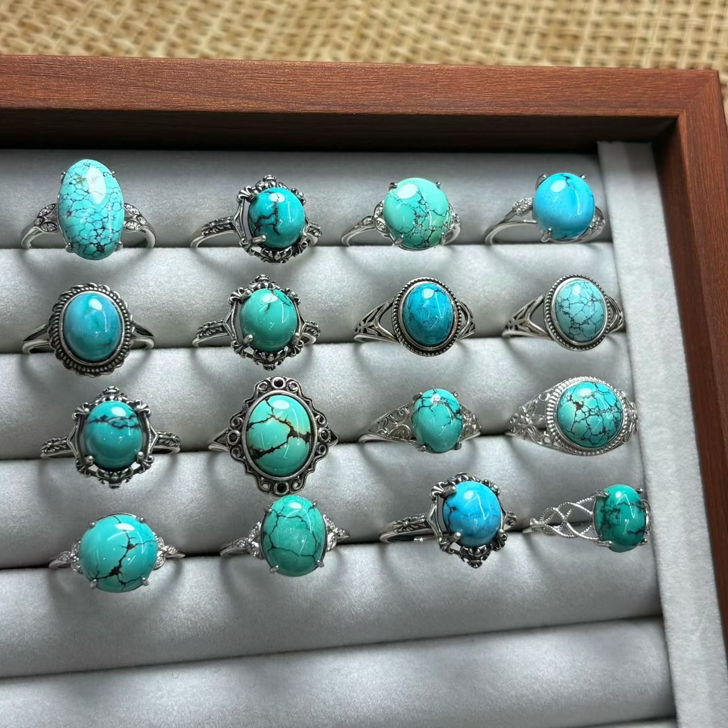 1 PC Fengbaowu 天然ターコイズリングラウンドオ - Turquoise Stone Ring のレビューと価格