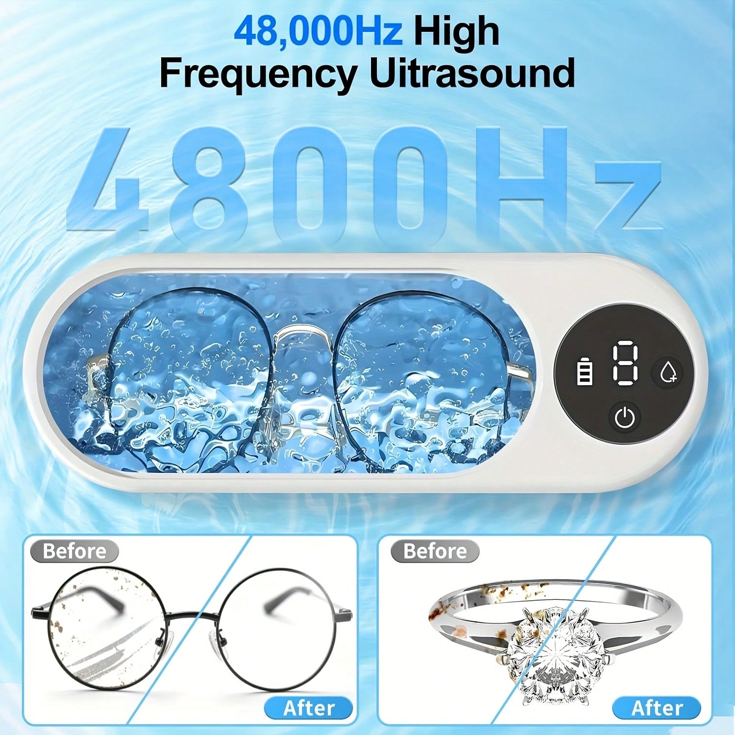 ポータブル超音波洗浄機、USB充電式高周波振動洗浄機、ジュエ - Jewelry Essentials Watches のレビューと価格