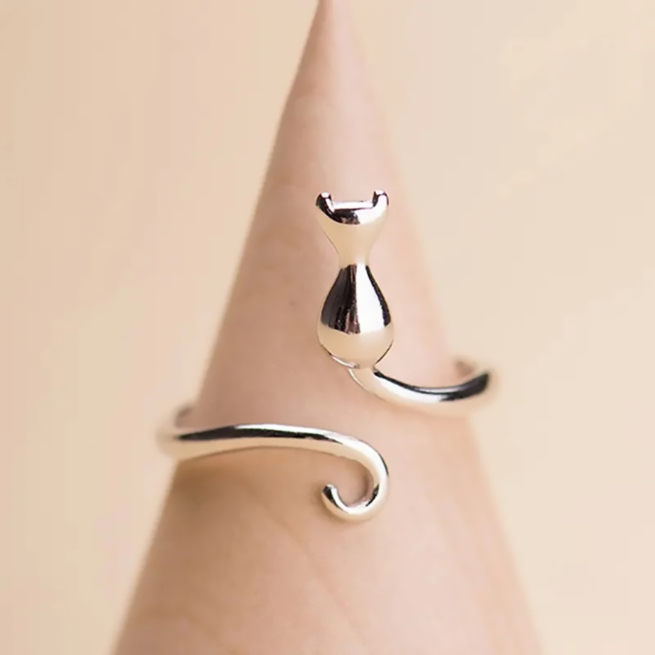925 スターリングシルバー猫リング女性のためのオープニング - Statement Cocktail Ring のレビューと価格