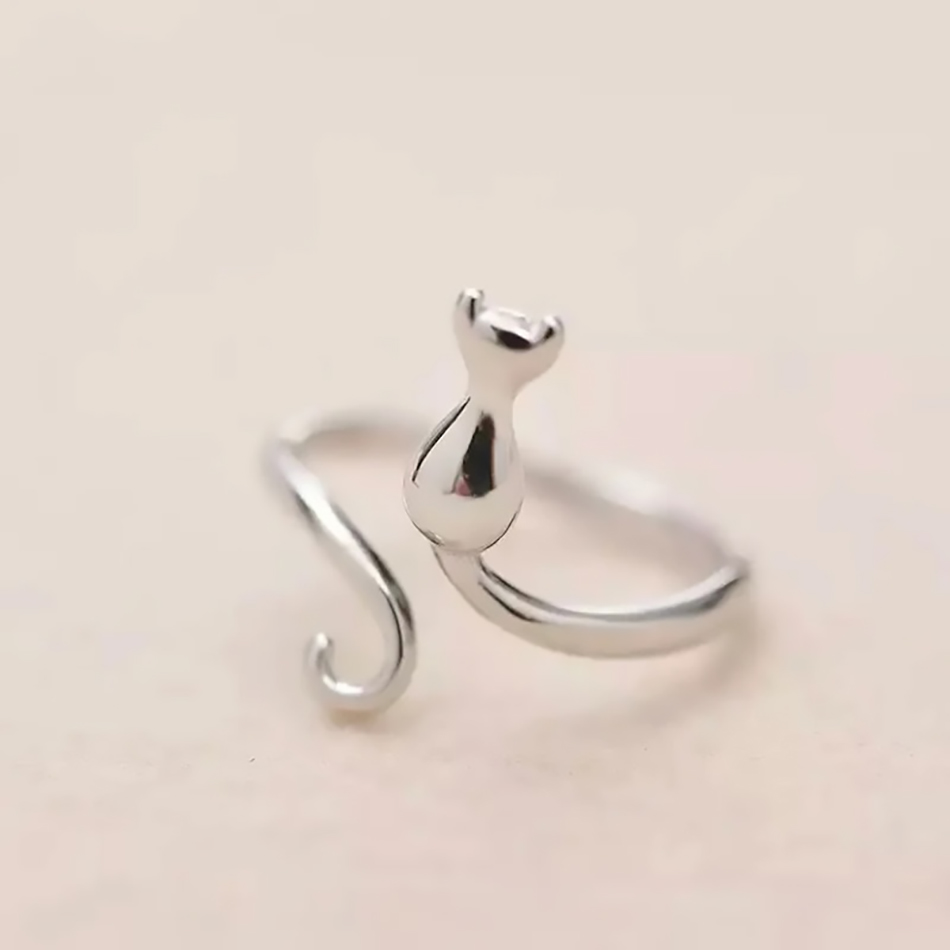 925 スターリングシルバー猫リング女性のためのオープニング - Statement Cocktail Ring のレビューと価格