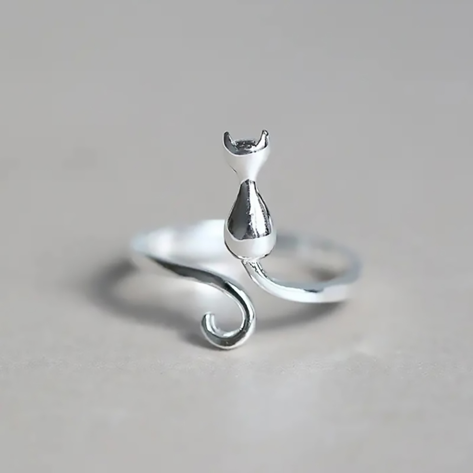 925 スターリングシルバー猫リング女性のためのオープニング - Statement Cocktail Ring のレビューと価格