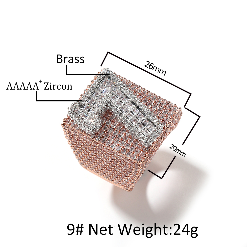 Uwin ビッグスクエアカスタムリング タイポグラフィックラ - Statement Cocktail Ring のレビューと価格