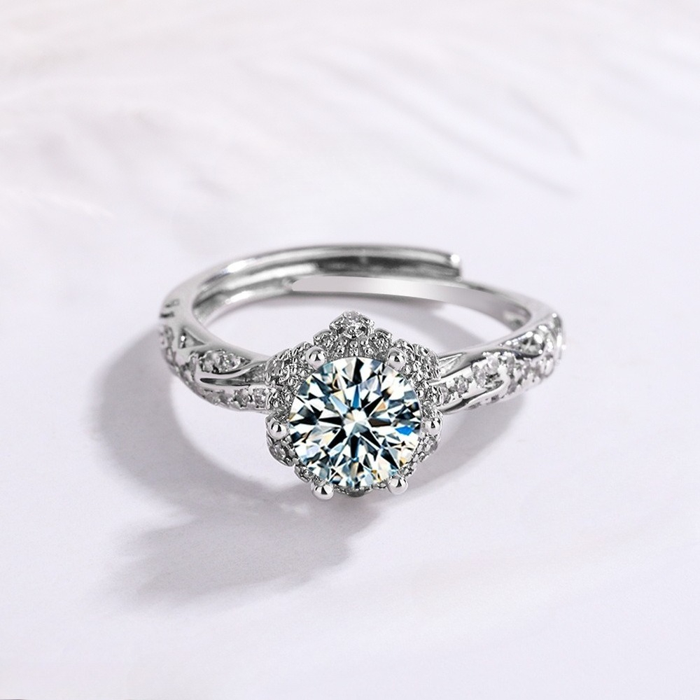 新しい925スターリングシルバーリング モアサナイト シンプ - Statement Cocktail Ring のレビューと価格
