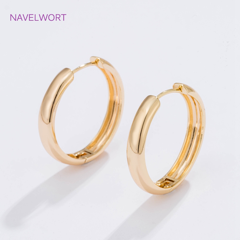 6 サイズのゴールドメッキサークルフープイヤリング女性ギフト - Gold Plated Ring のレビューと価格