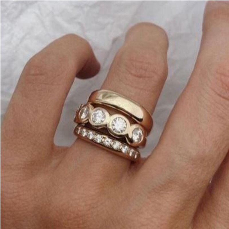 オルツーン-女性のための幾何学的な象眼細工のジルコンリング, - Statement Cocktail Ring のレビューと価格