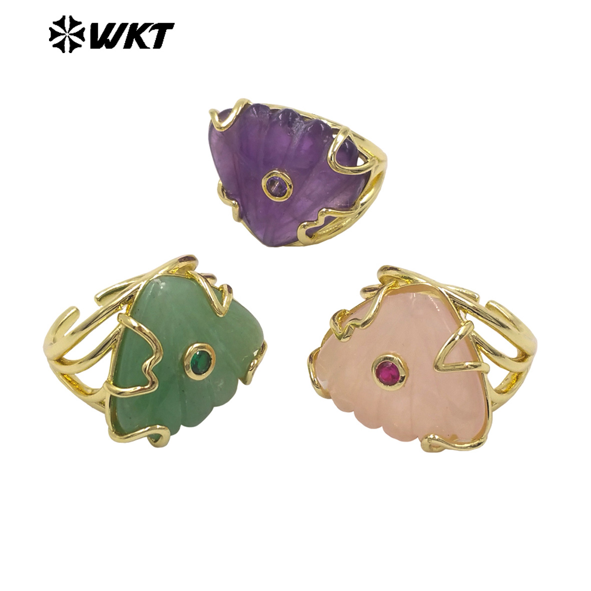 WT-R614 三角形のカラーストーンと18Kゴールドメッキ - Turquoise Stone Ring のレビューと価格