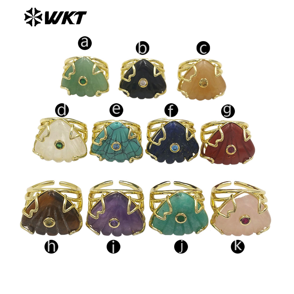 WT-R614 三角形のカラーストーンと18Kゴールドメッキ - Turquoise Stone Ring のレビューと価格