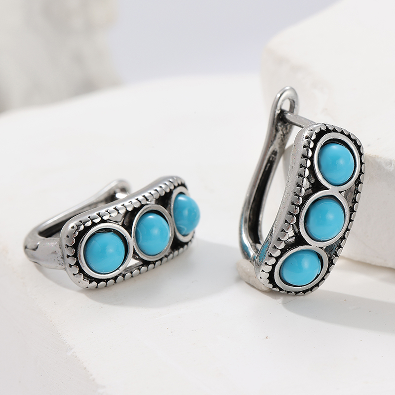 ヴィンテージ模造ターコイズフープイヤリング女性のためのボヘミ - Turquoise Stone Ring のレビューと価格