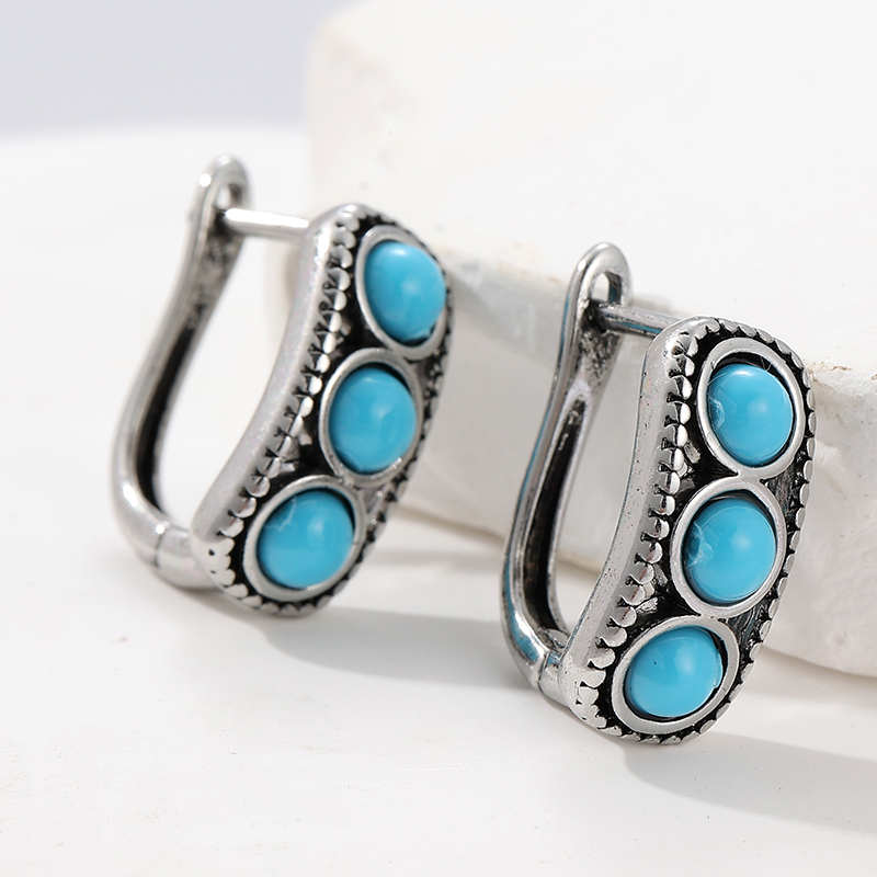 ヴィンテージ模造ターコイズフープイヤリング女性のためのボヘミ - Turquoise Stone Ring のレビューと価格