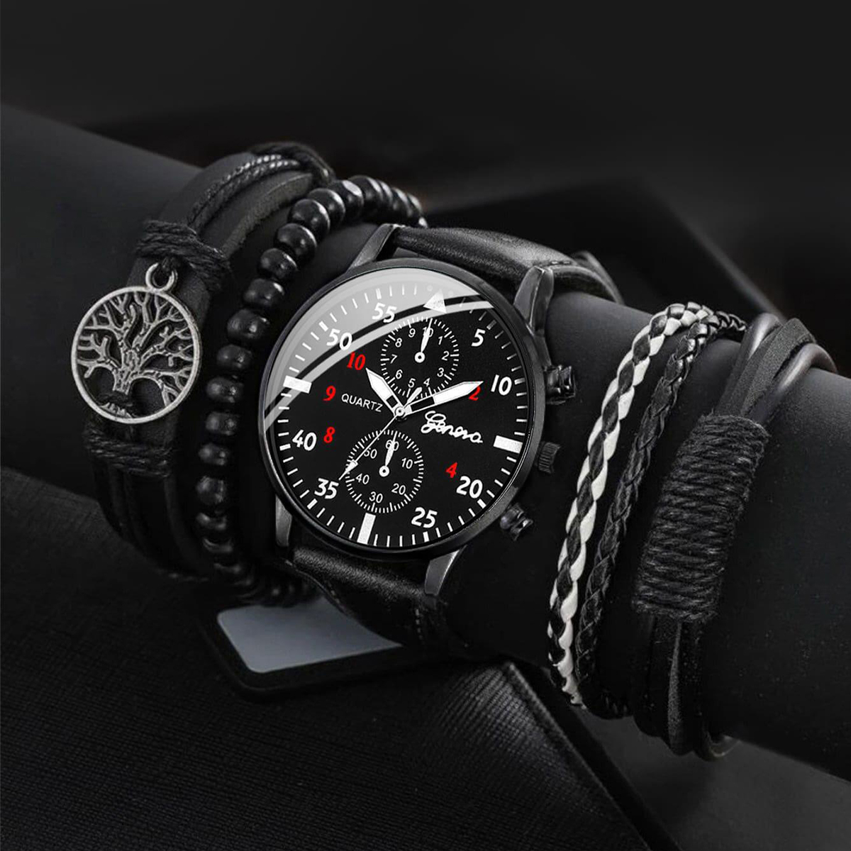 男性用レザーストラップ付きクォーツ時計,ビジネス,ヴィンテー - Jewelry Watches Vintage のレビューと価格