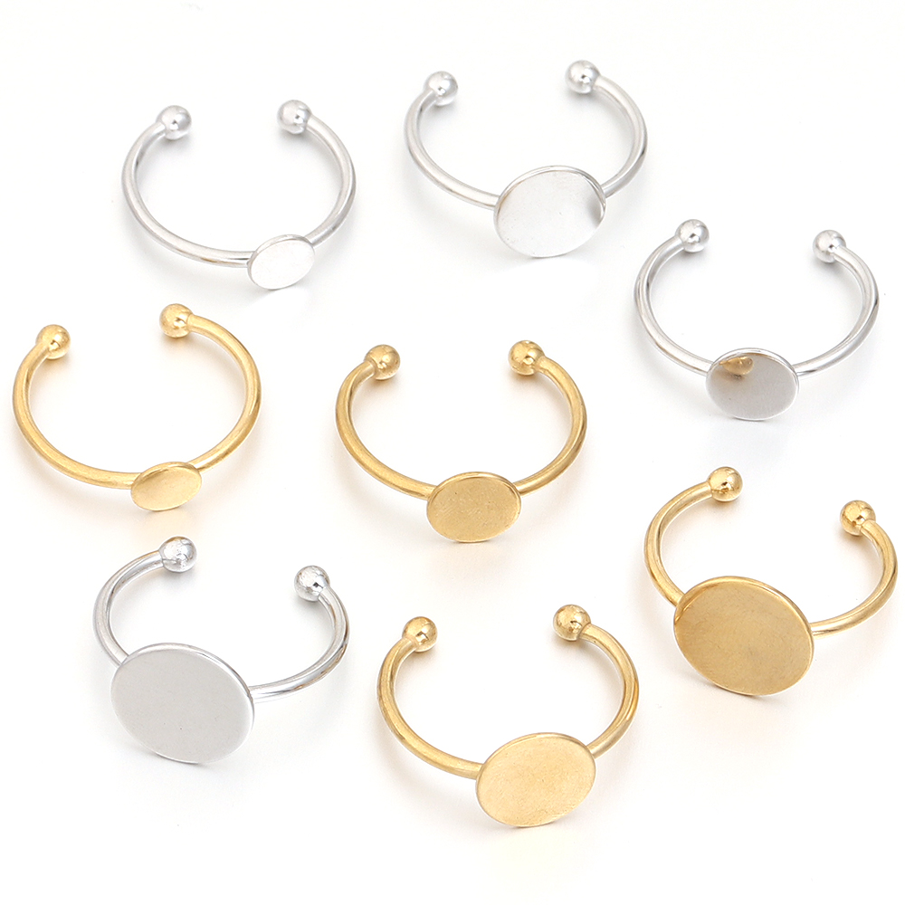 5点/バッチステンレスメッキブランク台座リングセットCabo - Gold Plated Ring のレビューと価格