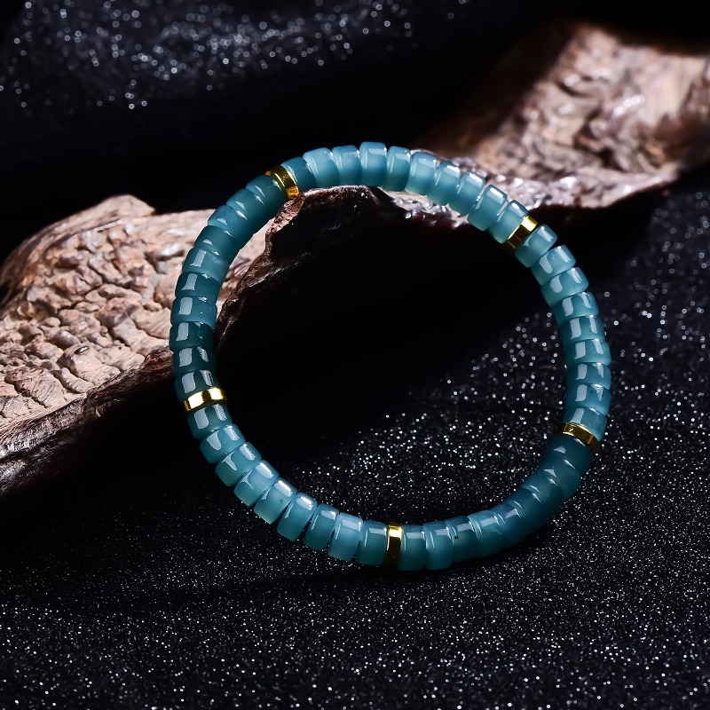 天然翡翠ブルーウォーターそろばんビーズスペーサーブレスレット - Luxury Gifts Jewelry & Watches Namfleg Mostar のレビューと価格