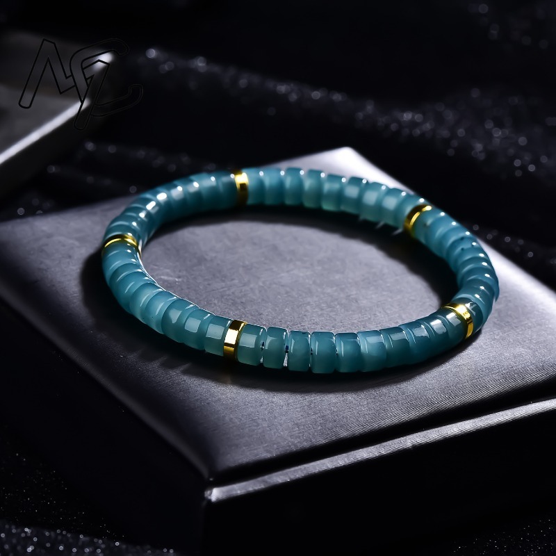 天然翡翠ブルーウォーターそろばんビーズスペーサーブレスレット - Luxury Gifts Jewelry & Watches Namfleg Mostar のレビューと価格