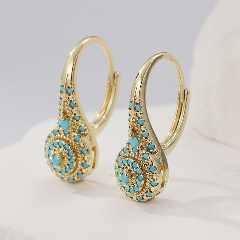 エレガントなファッション合成ターコイズゴールデンメッキフープ - Turquoise Stone Ring のレビューと価格