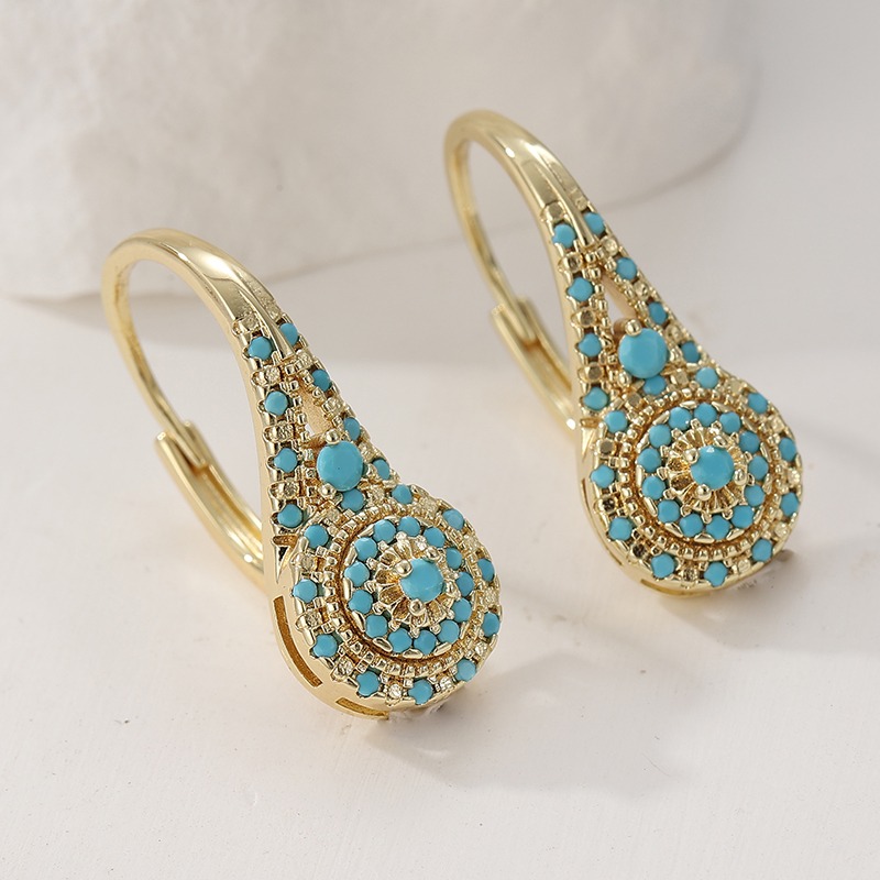 エレガントなファッション合成ターコイズゴールデンメッキフープ - Turquoise Stone Ring のレビューと価格