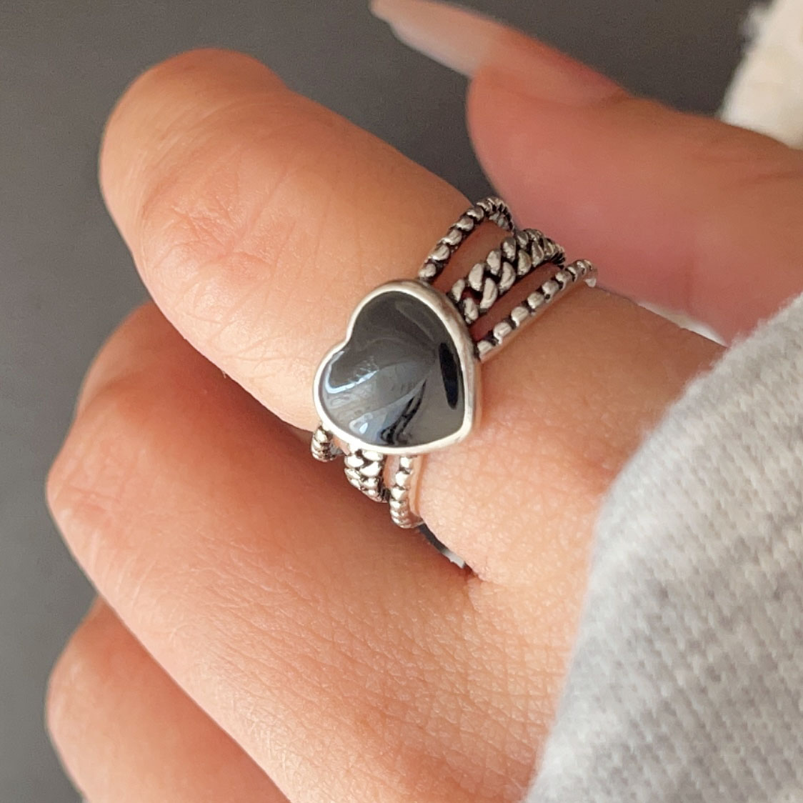 925 スターリングシルバーリング女性のための幾何学的なファ - Statement Cocktail Ring のレビューと価格