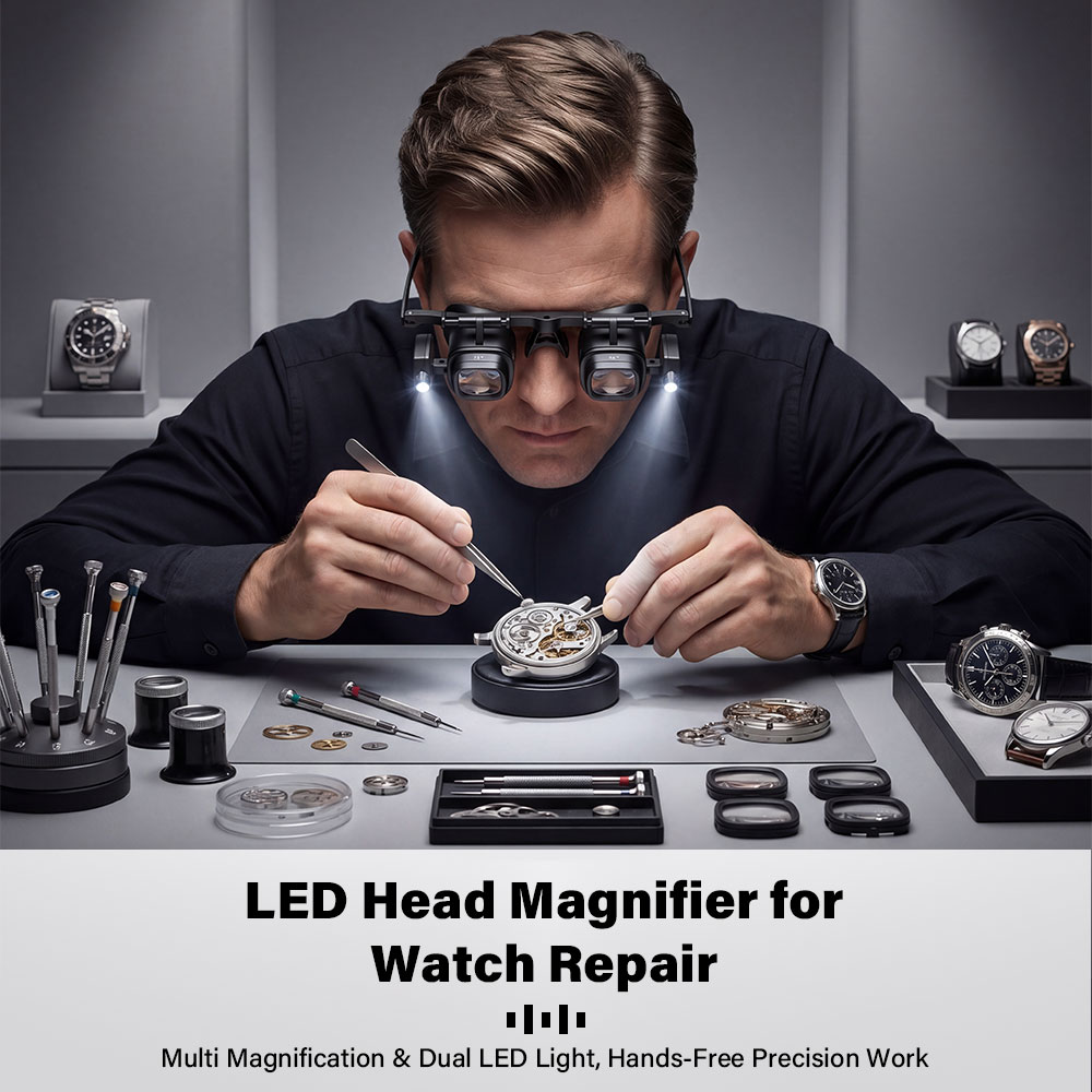 ポータブル 2X-24X ヘッドバンド拡大鏡 2 LED ラ - Jewelry Eyewear Watches & Accessories のレビューと価格