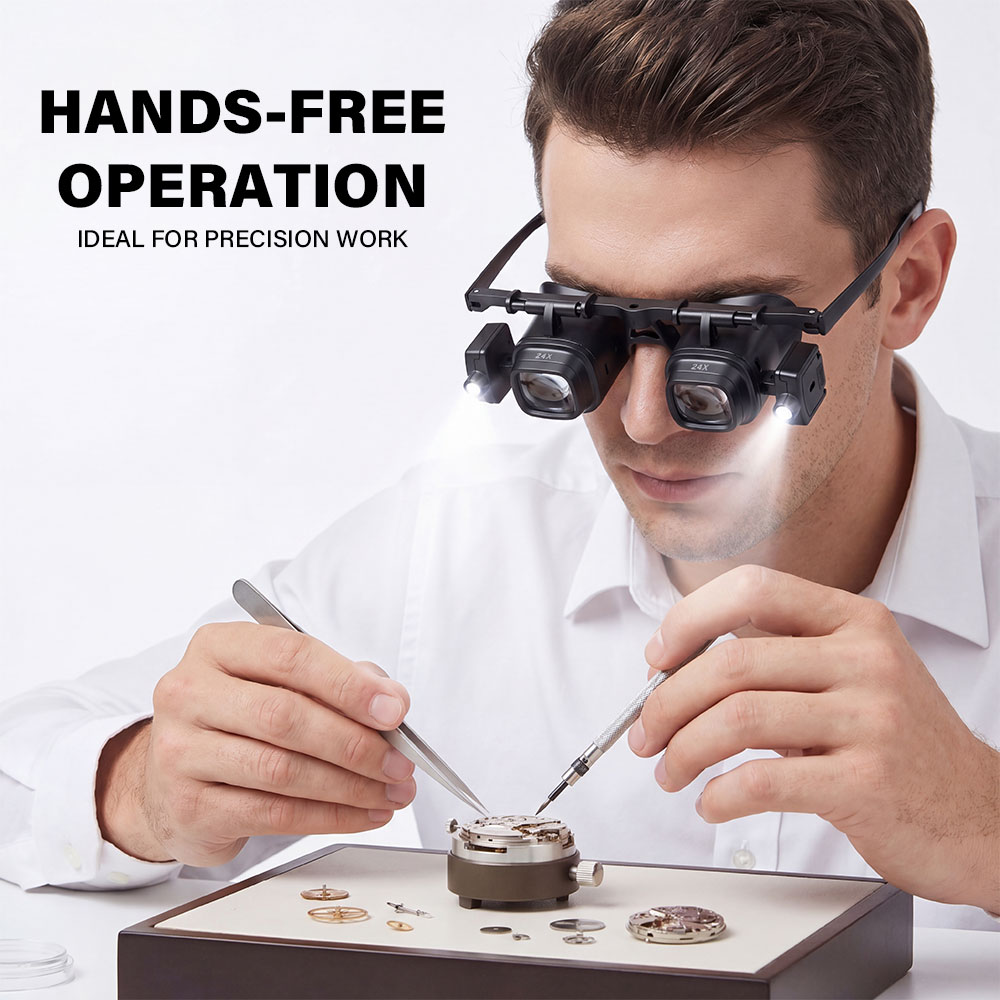 ポータブル 2X-24X ヘッドバンド拡大鏡 2 LED ラ - Jewelry Eyewear Watches & Accessories のレビューと価格