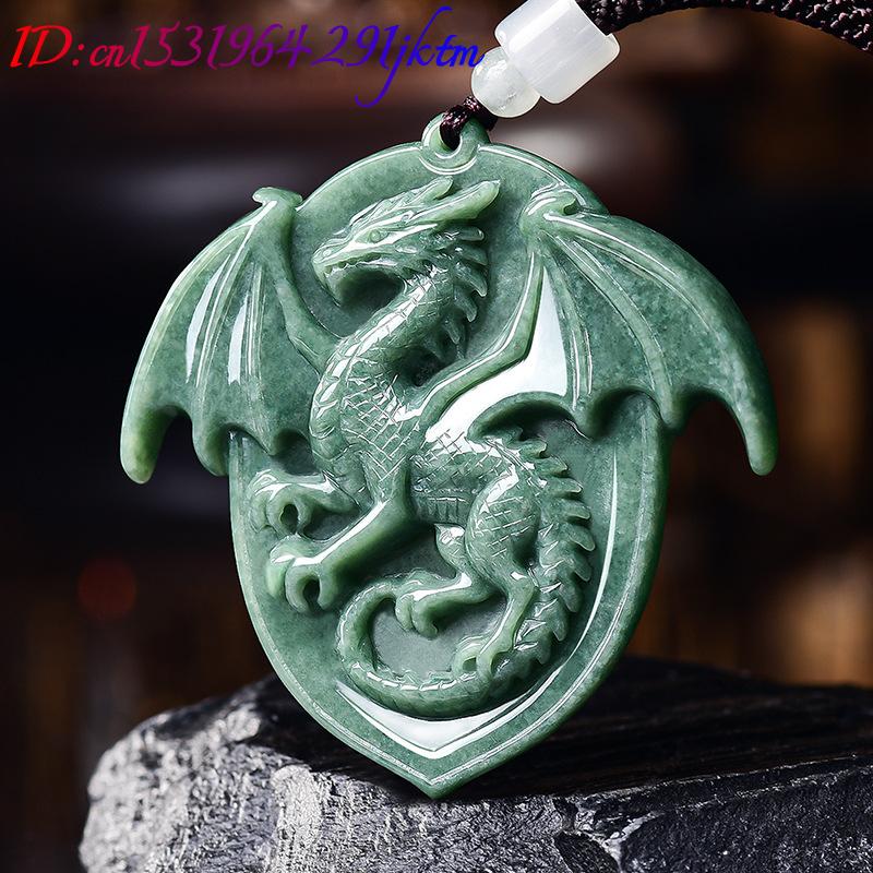 天然ビルマ翡翠ドラゴンペンダントネックレス宝石彫刻お守りヴィ - Luxury Gifts Jewelry & Watches Namfleg Mostar のレビューと価格