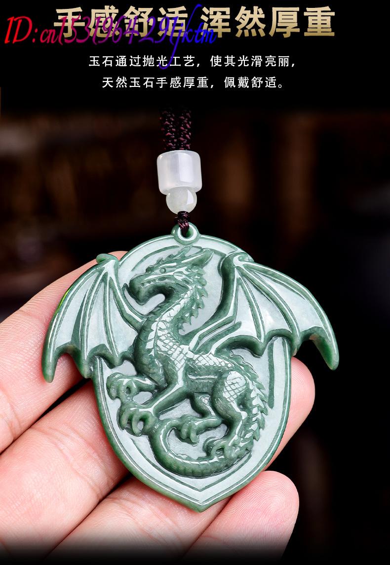 天然ビルマ翡翠ドラゴンペンダントネックレス宝石彫刻お守りヴィ - Luxury Gifts Jewelry & Watches Namfleg Mostar のレビューと価格