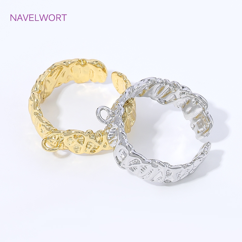 18K金メッキ真鍮ストライプオープンリングベースメタルフィン - Gold Plated Ring のレビューと価格