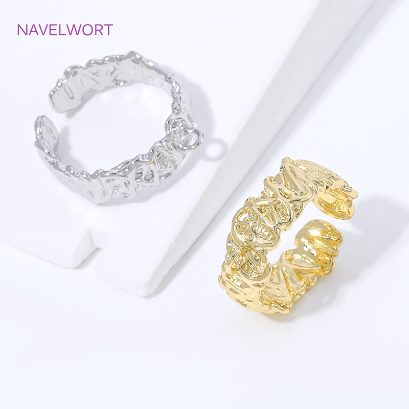 18K金メッキ真鍮ストライプオープンリングベースメタルフィン - Gold Plated Ring のレビューと価格