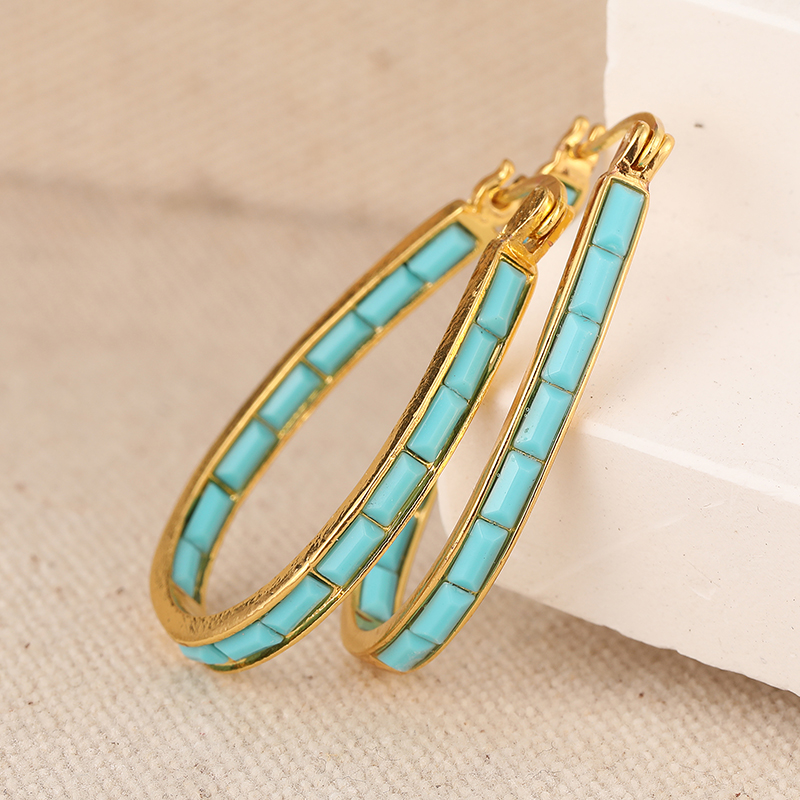 ヴィンテージシンプルな象嵌合成ターコイズゴールデンメッキフー - Turquoise Stone Ring のレビューと価格